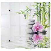 Paravent 5 panneaux pans séparateur de pièce 180x200cm motif orchidee