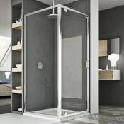 Parois cabine de douche pivotante verre transparent h 185 mod Sintesi duo 1 porte 75x75 ouv. 75 cm carré
