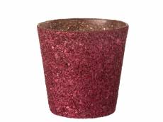 Pot pour fleur en verre rose pailleté