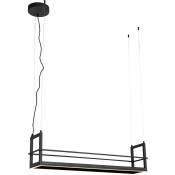 Qazqa - cage - led Dimmable Suspension multiples variateur inclus - 1 lumière - l 102 cm - Noir - Rustique - éclairage intérieur - Salon - Noir