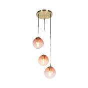 QAZQA pallon - Suspension multiples - 3 lumière - Ø 450 mm - Rose - Art Deco - éclairage intérieur - Salon I Chambre - Rose