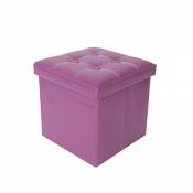 Rebecca Mobili Pouf Recipient Simili Cuir, Pouf, Cube, Repose-Pieds – Dimensions: 30 x 30 x 30 cm (HxLxL) (Purple)
