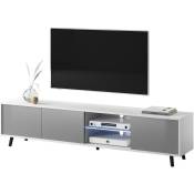 Selsey GALHAD - Meuble tv / Banc tv (blanc mat / gris