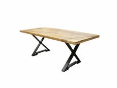 Table bois massif et pieds métal noir n°34 - naturel