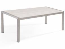 Table de jardin en aluminium et bois synthétique blanc