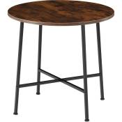 Table de salle à manger industrielle Ronde Ennis 80x76cm - Table ronde, table de salle à manger, table de cuisine - Bois foncé industriel, rustique