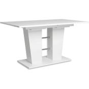 Table de salon 140x90 cm extensible couleur blanc mat