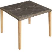 Table en rotin avec cadre en Aluminium et Bois marron naturel