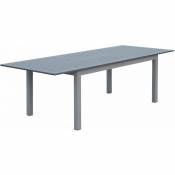 Table extensible - Chicago Anthracite - Table en aluminium 175/245cm avec rallonge. 8 places - Gris