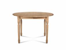 Table extensible ronde bois d105 cm + 1 allonge et pieds tournés - victoria