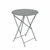 Table pliante Bistro / Ø 60 cm - Acier / 2 personnes - Fermob gris en métal