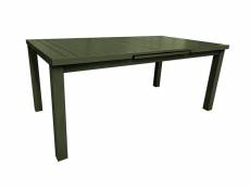 Table rectangulaire extensible santorin 8-10 personnes en aluminium finition uni kaki avec 10 fauteuils - jardiline