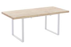 Table repas extensible bois clair et acier blanc L180