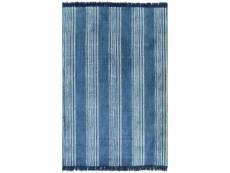 Tapis kilim coton 160 x 230 cm avec motif bleu dec023975