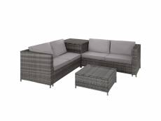 Tectake canapé de jardin sienne 4 places avec coffre de rangement - gris/gris clair 404625