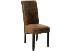 Tectake chaise aspect cuir - marron foncé 401484