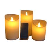 Xinuy - 3 pièces bougies sans flamme pilier à piles