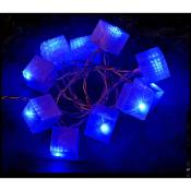 1001kdo - Guirlande cubes lumineux 10 Led bleue