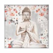 Atmosphera, Createur D'Interie Atmosphera - Tableau Toile encadrée peinte Bouddha 78 x 78 cm