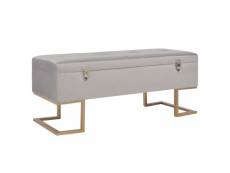 Banquette pouf tabouret meuble banc avec compartiment de rangement 105 cm gris velours helloshop26 3002134