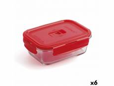 Boîte à lunch hermétique luminarc pure box 19 x 13 cm rouge 1,22 l verre (6 unités)