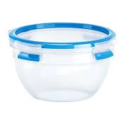 Boîte fraîcheur, rond, couvercle, 1,1 litres, transparent/bleu, clip & close, 518096 - Emsa