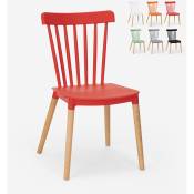 Chaise de cuisine restaurant extérieur design moderne en polypropylène bois Lys Couleur: Rouge