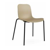Chaise en aluminium noire et coque en polypropylène écrue Langue - NORR11