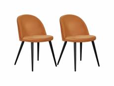 Chaise en velours avec pieds en acier velvet (lot de 2) orange