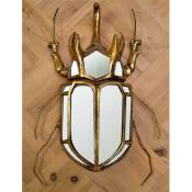 Chehoma - Miroir scarabée mural 37x6x25cm - Or patiné