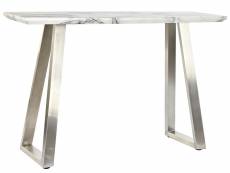 Console table en acier argenté et mdf coloris blanc - longueur 120 x profondeur 40 x hauteur 76 cm