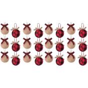 Décorations D'Arbre de Noël, 24Pièces 2-1/2 Pouces Rouge Noir Check à Carreaux Couture Décorations de Noël en Toile de
