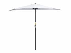 Demi parasol - parasol de balcon - ouverture fermeture manivelle - acier polyester haute densité blanc