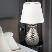 Etc-shop - Lampe de table lampe de bureau en céramique lampe de lecture de salon au design ananas, textile blanc, douille 1x E14, DxH 20x35 cm