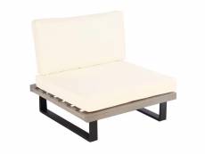 Fauteuil lounge hwc-h54, fauteuil de jardin, spun poly acacia bois mvg-certifié aluminium ~ gris, rembourrage blanc crème