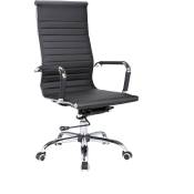 Herdasa - Chaise de bureau en simili-cuir noir, avec soutien haut, modèle executive