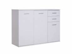 Homcom buffet meuble de rangement 2 tiroirs coulissants 2 placards étagère réglable panneaux particules blanc