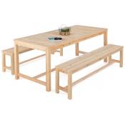 Idmarket - Salon de jardin uvita en bois table de jardin 180 cm + 2 bancs - Bois-clair