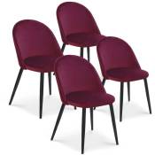 Intensedeco - Lot de 4 chaises Cecilia Velours Rouge