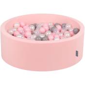 Kiddymoon - 90X30cm/200 Balles ∅ 7Cm Piscine à Balles Pour Bébé Rond Fabriqué En ue, Rose: Perle/Gris/Transparent/Rose Poudré - rose: