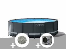 Kit piscine tubulaire intex ultra xtr frame ronde 4,88 x 1,22 m + 20 kg de zéolite + pompe à chaleur