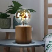 Lampe de chevet lampe E27 lampe de table bois vintage, chambre bois aspect bois naturel brun, 1x douille E27, HxLxP 10x10x10cm