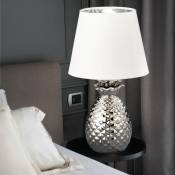 Lampe de table lampe de bureau en céramique lampe de lecture de salon au design ananas, textile blanc, douille 1x E14, DxH 20x35 cm