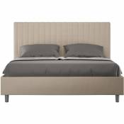 Lit queen size Sunny 160x210 avec sommier taupe - Taupe