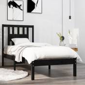 Lit simple,Cadre de lit Noir Bois massif 75x190 cm