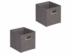 Lot de 2 boites de rangement en tissu gris foncé pacifico cube de rangement pliable dim 27x27x27 cm, pour linge jouets vêtements