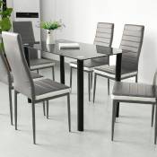 Lot de 4 chaises de salle à manger confortables et rembourrées en simili cuir gris blanc