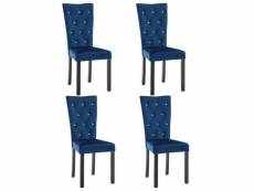 Lot de 4 chaises de salle à manger cuisine design classique velours bleu foncé cds021271