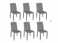 Lot de 6 chaises de salle à manger en velours gris