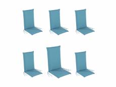 Lot de 6 coussins pour fauteuil inclinable pour jardin turquoise,45x110x4 cm I42726767